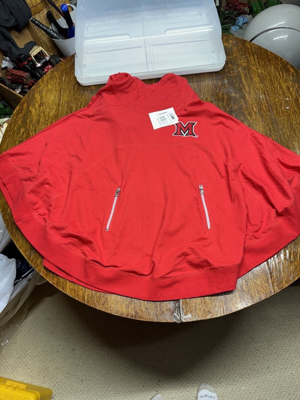 Mens E5 Miami University Of Ohio Embroidered Pullover Poncho Sweatshirt Size XL